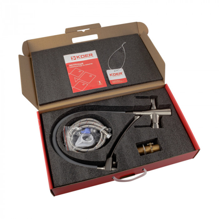 Кухонний змішувач з силік. виливом і вих. для питної води KOER KB-72003-02 (KR3374)