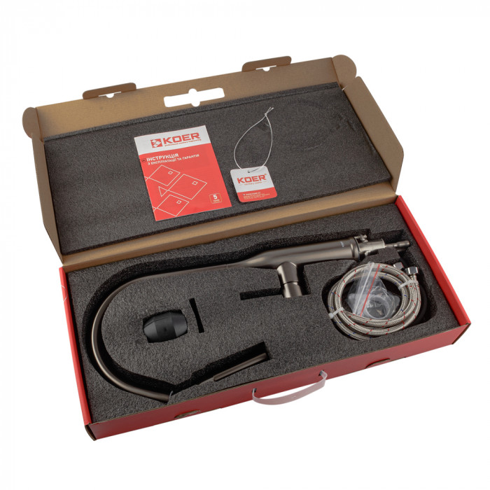 Кухонний змішувач з висувним виливом KOER KI-70004-07 (нерж. сталь) (KR3387)