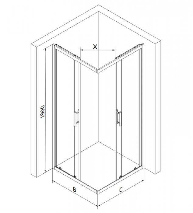 Душова кабіна MEXEN RIO BLACK 90х90 квадратна