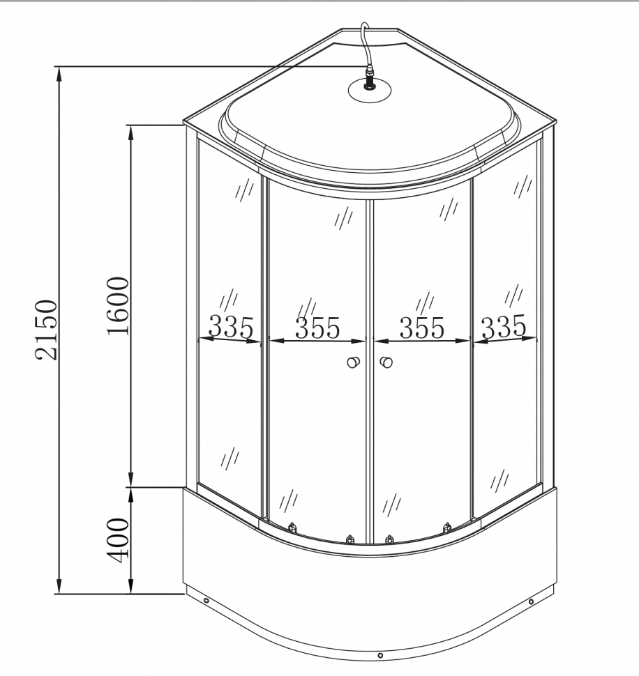 Бокс душовий з гідромасажем з високим піддоном MIXXUS STRONG SBH01-90x90x215-GR SATIN сіре тоноване скло 4мм (MI6889)