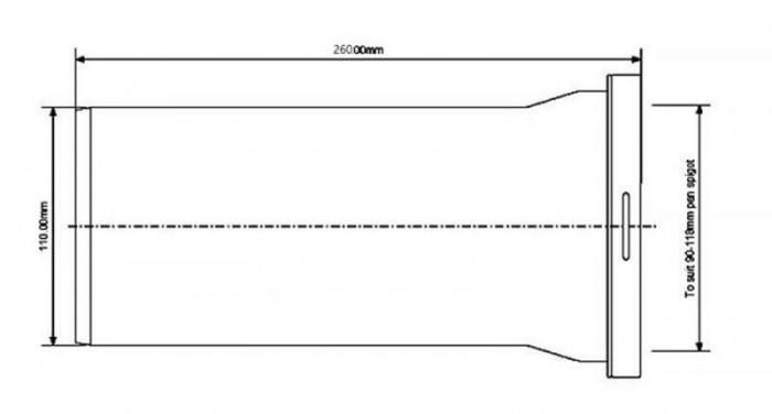 Колено-подключение к WC с L-260 мм Эконом WCЕ-CON1