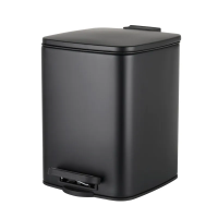 Відро для сміття з плавним закриттям квадратне ZERIX KUBIX-TC0106 BLACK 6 л (колір чорний) (ZX5890)
