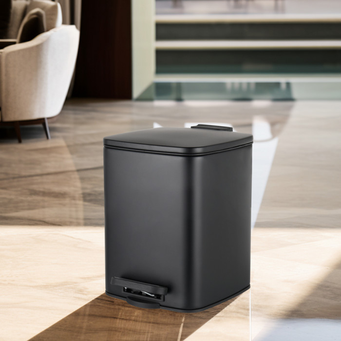 Відро для сміття з плавним закриттям квадратне Zerix Kubix-TC0106 Black 6 л колір чорний (ZX5890)