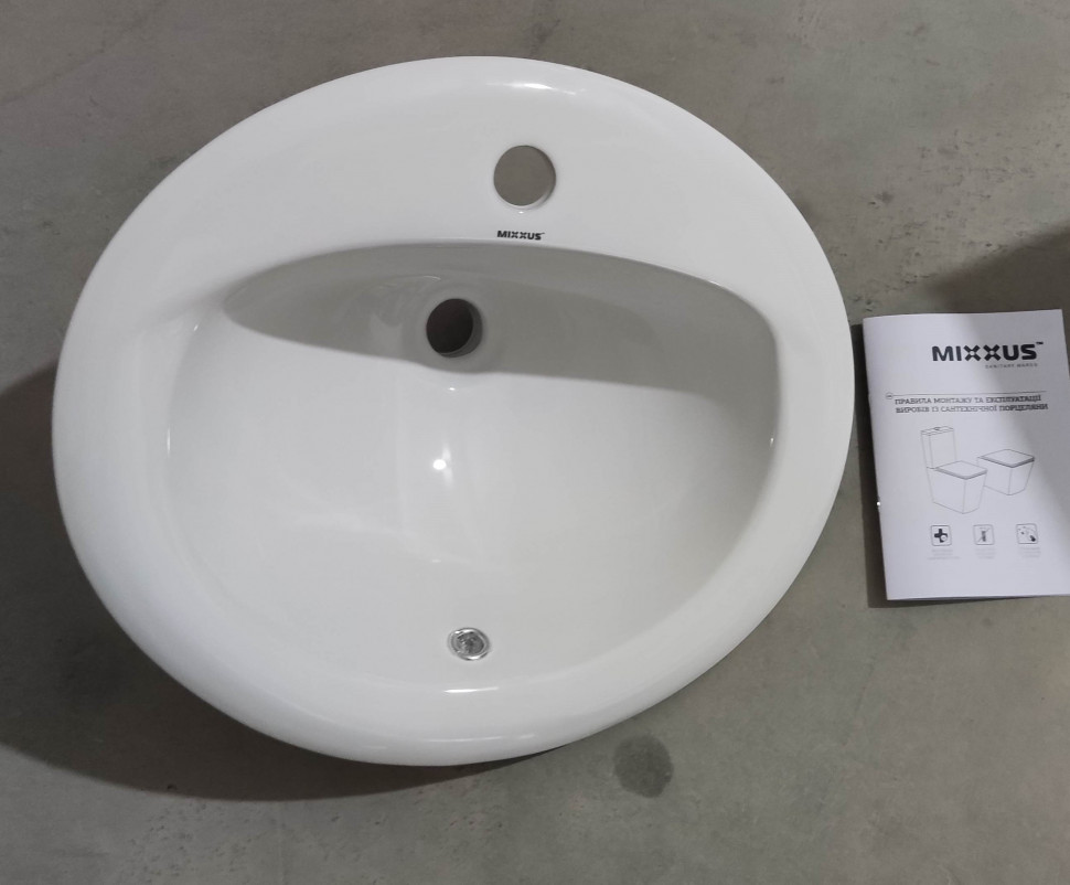 Раковина врізна на стільницю MIXXUS PREMIUM TOPPER-1602 515х460х200mm (отвір під змішувач, перелив) (MP6572)