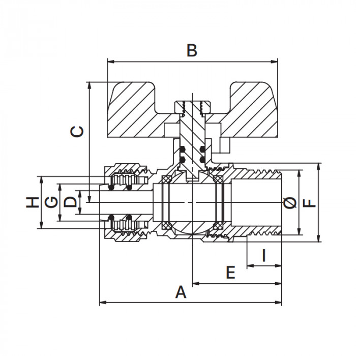 Кран шаровий Europroduct EP.501 Wing 16x1/2M (EP6040)