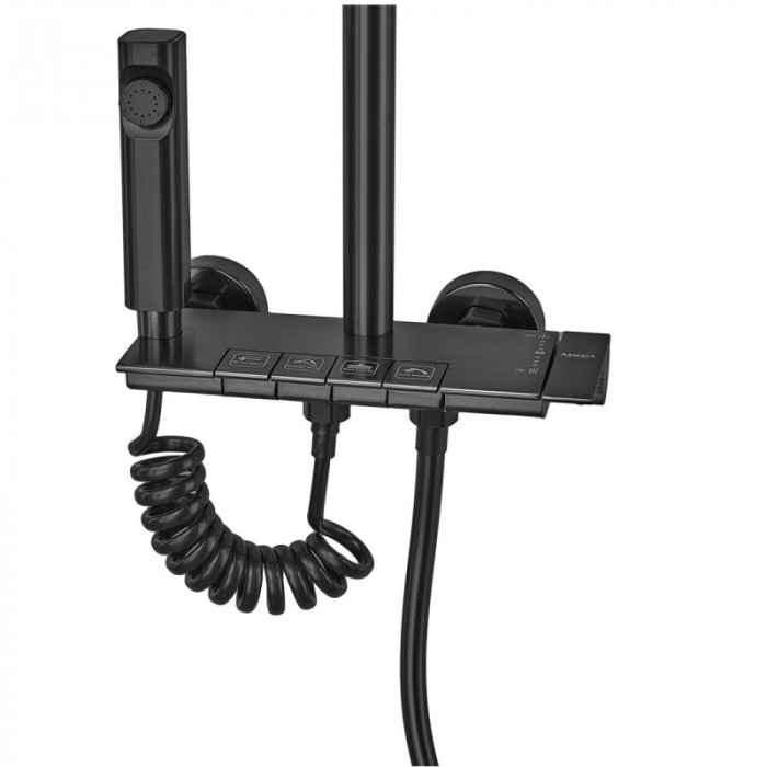 Душова колона Armata BCT-009-J Black зі змішувачем з кнопковим перемикачем, 4 режими (CH6510)