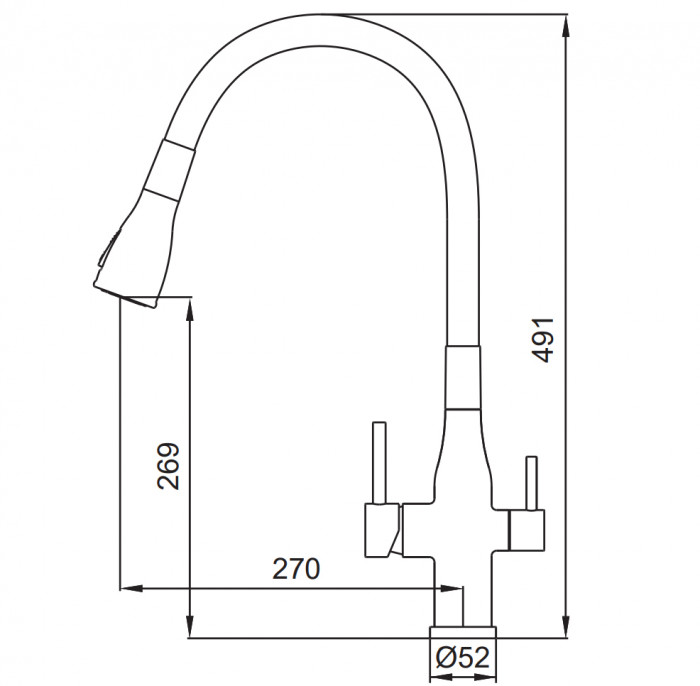 Змішувач для кухні Koer KI-72024-07 з виходом для питної води (нерж. сталь) (KR5013)