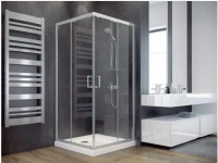 Кабина квадратная MODERN 90x90x185 универсальная: стекло grigio, профиль хромированный