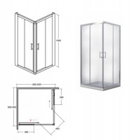 Кабина квадратная MODERN 90x90x185 универсальная: стекло grigio, профиль хромированный