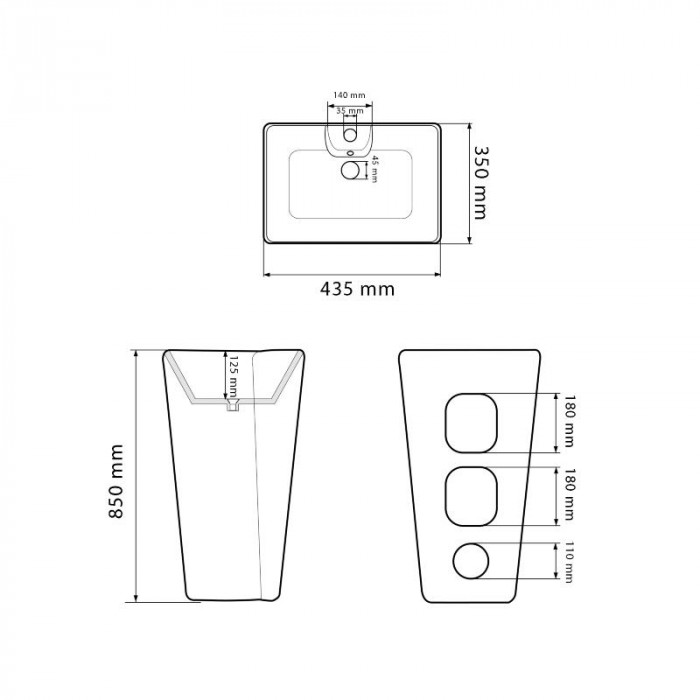 Умивальник (раковина) VBI VERESE BLACK GLOSSY підлоговий
