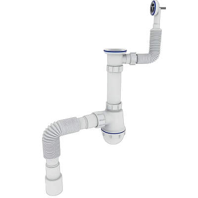 Сифон для кухні Zerix SK-04-В 1 1/2&quot;x40 з різьбовим випуском та круглим переливом (ZX5085)