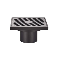 Душовий трап KOER FD10-100x100-180-BLACK 100x100мм, прямий відвід (Колір чорний) (KR3414)