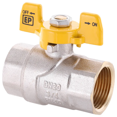 Кран кульовий Europroduct EP.121 - 3/4&quot; FF ГГМ YELLOW, ручка &quot;метелик&quot; жовта (EP2931)