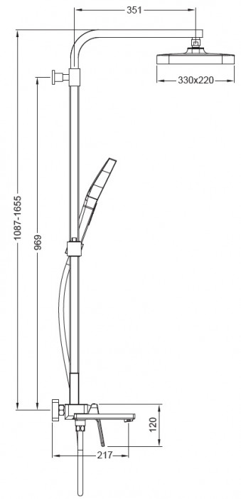 Душова колона зі змішувачем Koer KB-56031-07, 3 функції (KR5440)