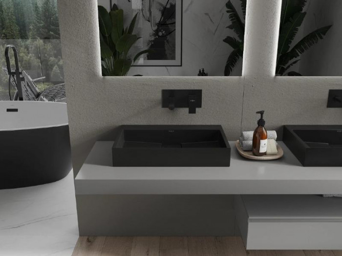 Умивальник (раковина) MEXEN AVA 60 BLACK MATT B/O накладний підвісний