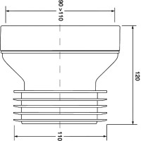 Коліно-підключення до WC з ущільнювачем L-120 мм. WC-CON1