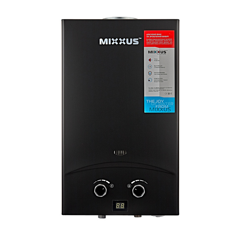 Газова колонка MIXXUS GWH-0210 BASIC BLACK димохідна 10 л/хв (колір чорний) (WH0023)