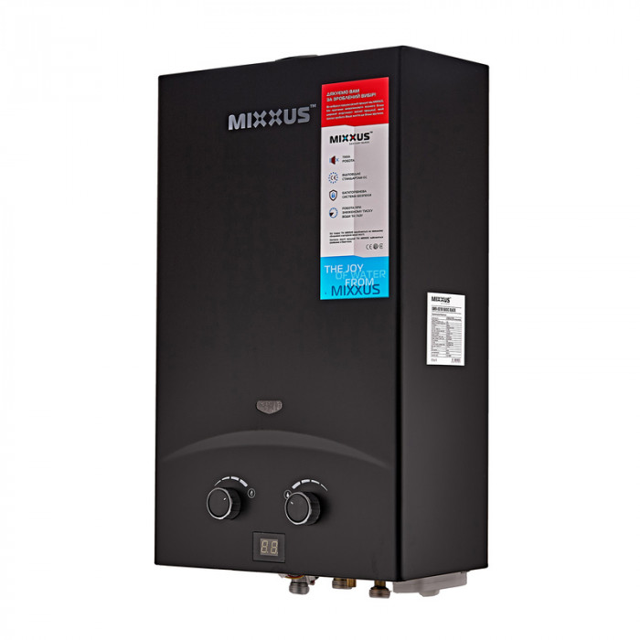 Газова колонка MIXXUS GWH-0210 BASIC BLACK димохідна 10 л/хв (колір чорний) (WH0023)