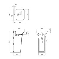 Раковина моноблок MIXXUS BEVEL-1101 450х435х830mm (отвір під змішувач, перелив) (MI6697)