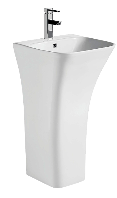 Раковина моноблок Mixxus BEVEL-1101 з отвором під змішувач та переливом 450х435х835mm (MI6697)