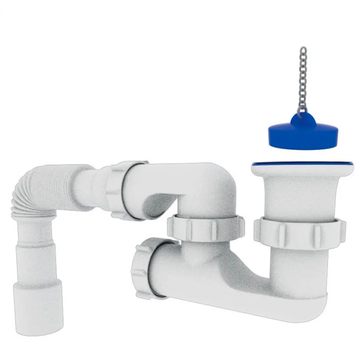 Сифон для душового піддону Zerix SD-02 з пробкою з ревізією, випуск 70мм (Колір білий) 1 1/2'' (ZX4962)