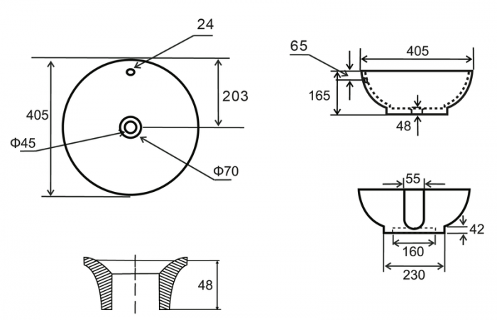 Раковина накладна Mixxus Premium TOPPER-0201 GRAY 410x410x165mm з переливом (MP6649)