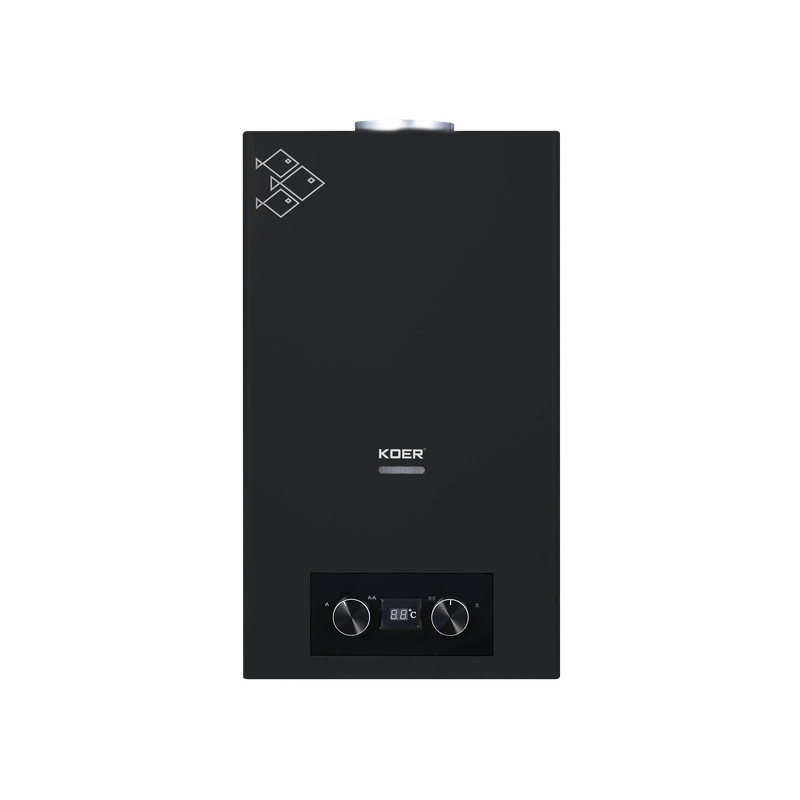 Газова колонка Koer KWH.G0110 BLACK димохідна 10 л/хв, колір чорний (KR5554)