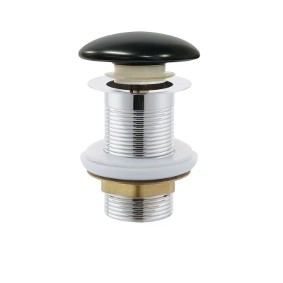 Донний клапан для раковини без переливу Mixxus POP-UP-09 BLACK автоматичний (Click-Clack) (Чорна керамічна накладка) 1 1/4'' (AC3568)