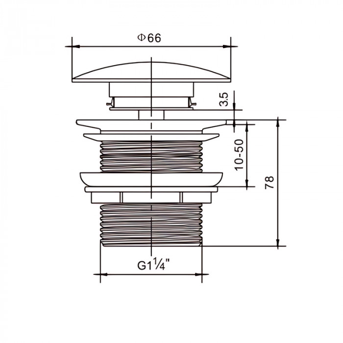 Донний клапан для раковини без переливу Mixxus POP-UP-09 BLACK автоматичний (Click-Clack) (Чорна керамічна накладка) 1 1/4'' (AC3568)
