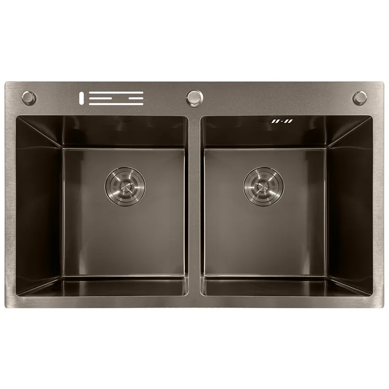 Мийка з нержавіючої сталі MIXXUS MH8350-DK NANO-BLACK (3.0/0.8) колір графіт (MI7053)