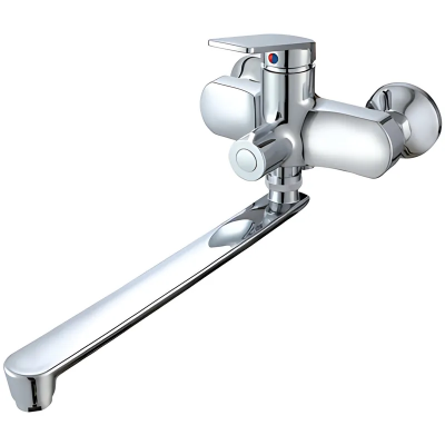 Змішувач для ванни Plamix Lucas-006 EURO SET Chrome (з шлангом, лійкою та кронштейном) (PM0710)