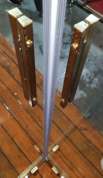 Душова кабіна без піддону Koer SR SC10-90x90x195-TR-12 прозоре скло Easy Clean 6мм, матове золото (KR5943)