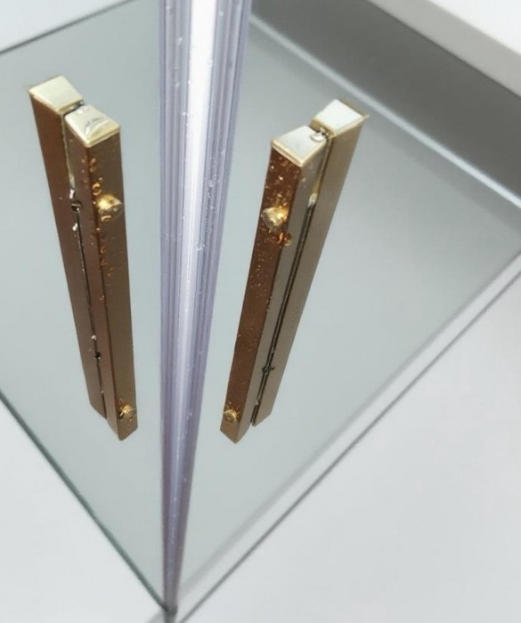 Душова кабіна без піддону Koer SR SC10-90x90x195-TR-12 прозоре скло Easy Clean 6мм, матове золото (KR5943)