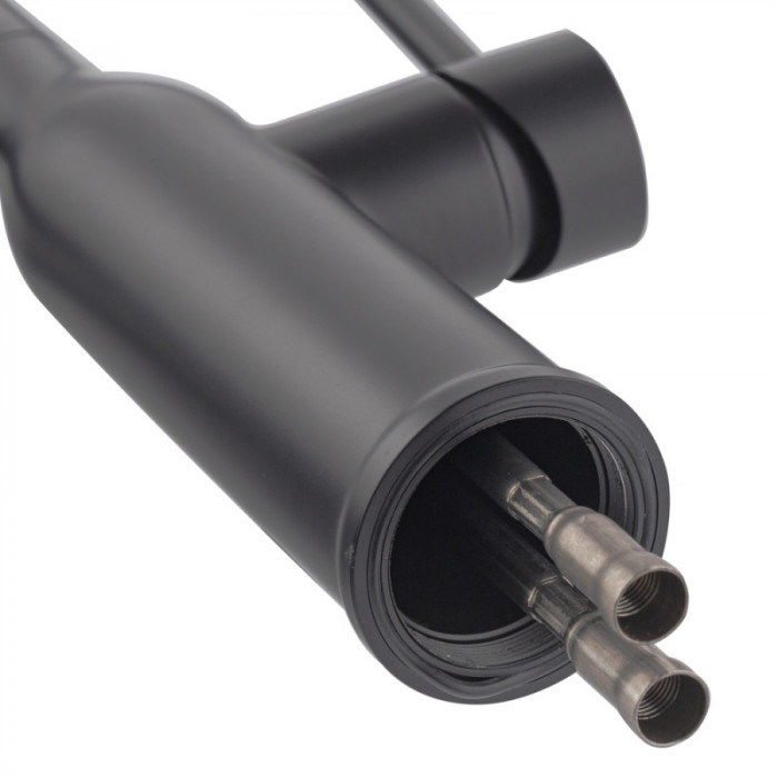 Змішувач для кухні Koer KI-70005-05 з чорним силіконовим виливом (нерж. сталь) (KR5005)