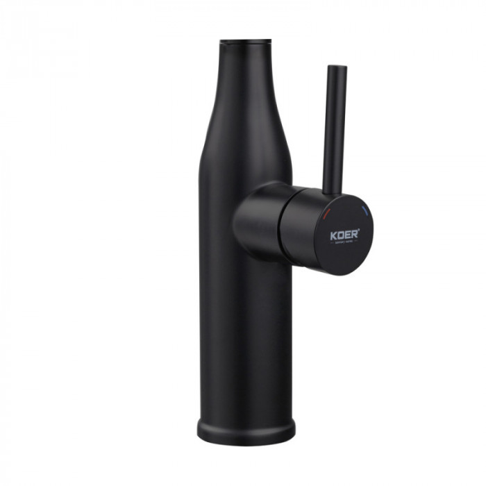 Змішувач для кухні Koer KI-70005-05 з чорним силіконовим виливом (нерж. сталь) (KR5005)