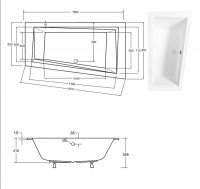 Ванна акриловая INTIMA SLIM 160х90 Правая (соло) без ног