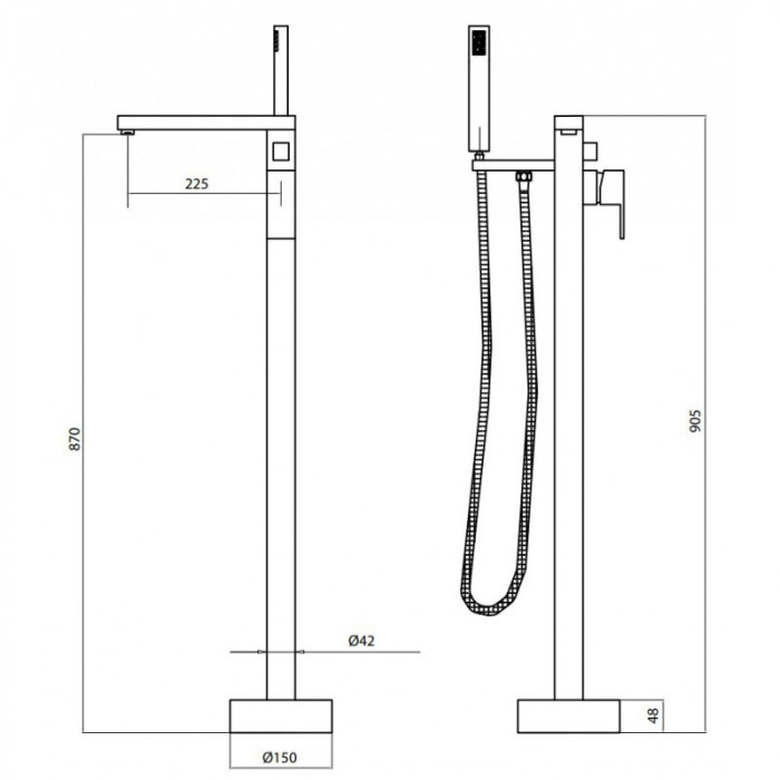 Змішувач до ванни вільностоячий VARIUM хромований