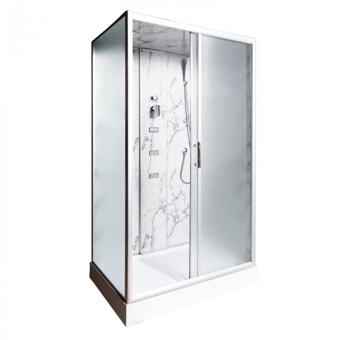 Гидробокс TKF 7715 Белый мрамор WG 120х80x210 мелкий поддон ( А0048640 )