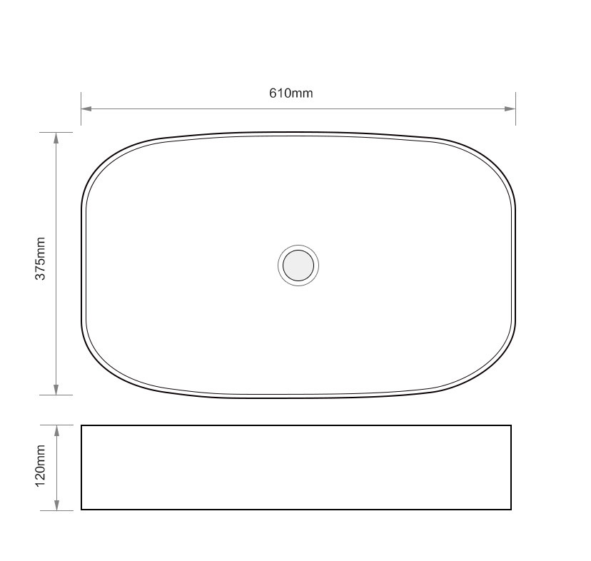 Раковина накладна MIXXUS PREMIUM BEVEL-0105 610х375х120mm (MP6524)