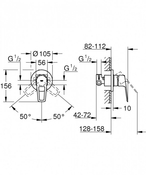 Змішувач прихованого монтажу для 1 споживача Grohe BauLoop New (29042001)