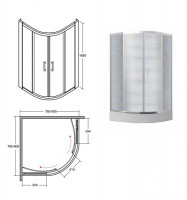 Кабина полукруглая MODERN 80x80x165 универсальная: стекло mrozone, профиль хромированный