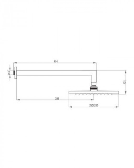 Верхній душ IMPRESE VALTICE квадратний 250x250 мм, з настінним кронштейном, хром VR-15320 (S)