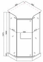 Душова кабіна з низьким піддоном Mixxus LINES SCT01-90x90x198-TR CHROME прозоре скло 6мм (MI6913)