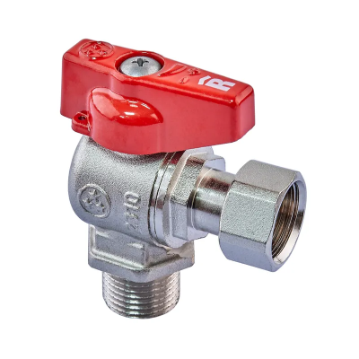 Кран кульовий Roho R116-050 -1/2&quot;х1/2&quot; ВЗ кутовий Н/Г, ручка &quot;метелик&quot; червона (RO0235)