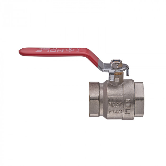 Кран кульовий Nolf classic NFC.611-40-1 1/2" FF ГГВ, ручка "важіль" червона (NF3148)