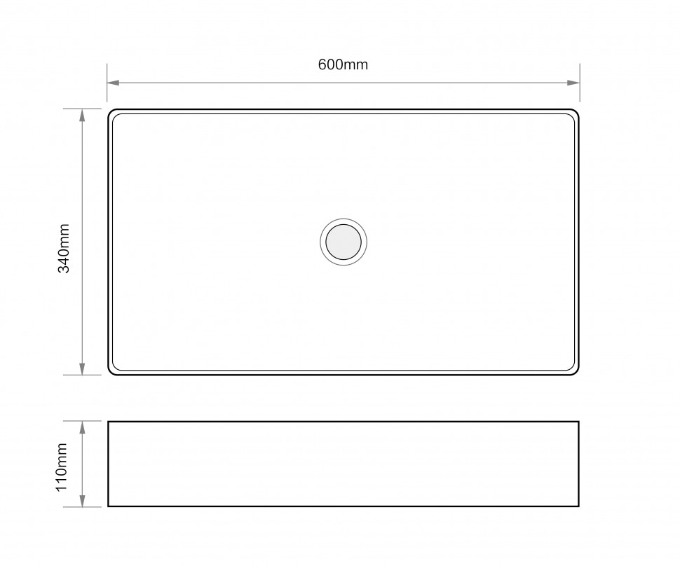 Раковина накладна MIXXUS PREMIUM QUADRO-0107 EDGE BLACK 600х340х110mm (MP6521)