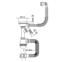 Сифон для кухні MIXXUS SK-06-WH 3 1/2"x40 з пластиковою білою сіткою, відводом для пральної машини, гнучким круглим переливом (MI8197)
