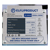 Паяльник Europroduct EP.WM06 для PPR труб (плоскі насадки) 50/110mm (EP6096)