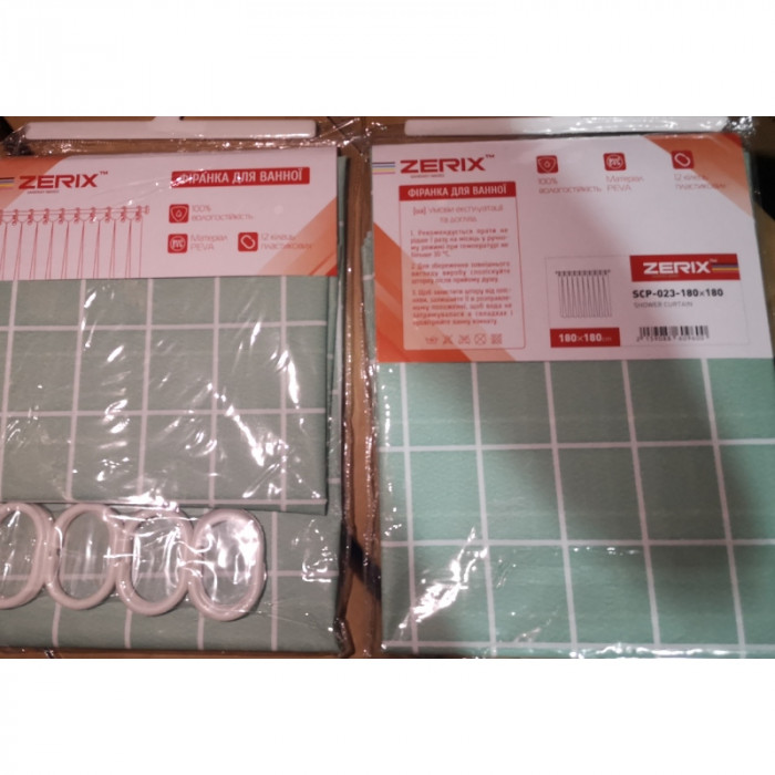 Шторка для ванної Zerix SCP-023-180x180 з PEVA (поліетиленвінілацетату) (Візерунок "Клітина" голуба) (ZX6096)