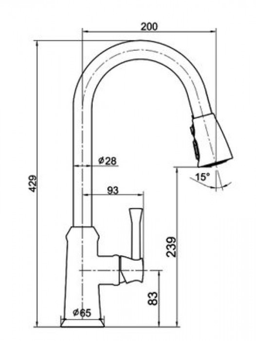 Змішувач для кухні IMPRESE PODZIMU ZRALA з високим поворотним виливом і висувною лійкою ZMK02170815